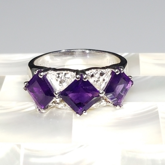 SS Amethyst & Topaz Ring  Sz7 - Picture 3 of 10